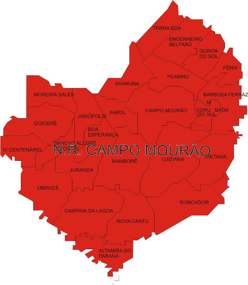Área de abrangência do Núcleo Regional de Campo Mourão