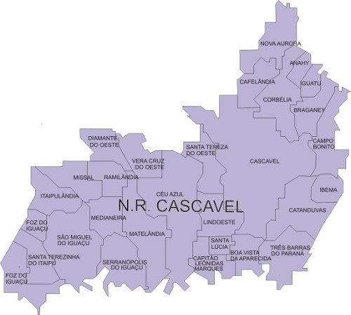Área de abrangência do Núcleo Regional de Cascavel