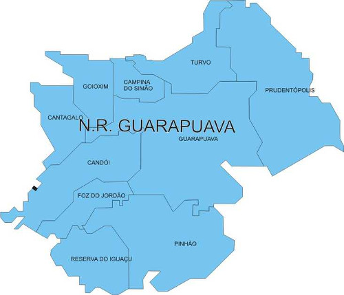Área de abrangência do Núcleo Regional de Guarapuava