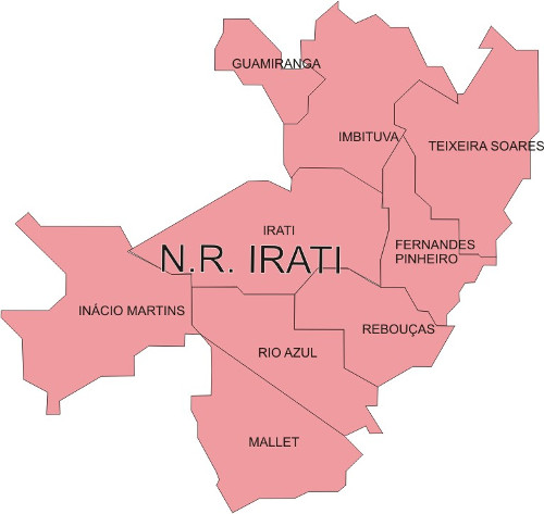 Área de abrangência do Núcleo Regional de Irati