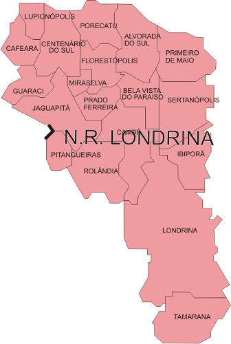 Área de abrangência do Núcleo Regional de Londrina