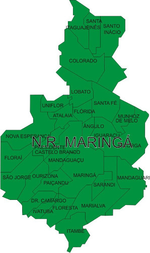 Área de abrangência do Núcleo Regional de Maringá