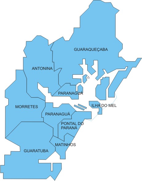 Área de abrangência do Núcleo Regional de Paranaguá