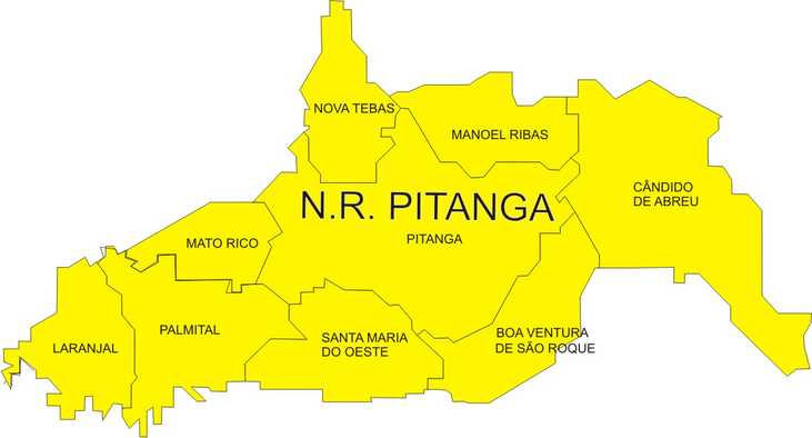 Área de abrangência do Núcleo Regional de Pitanga