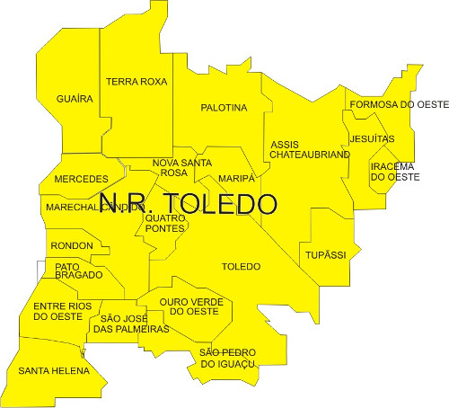 Área de abrangência do Núcleo Regional de Toledo