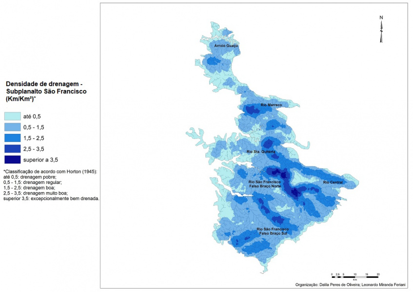 Figura 6 - Densidade de drenagem do Subplanalto São Francisco.