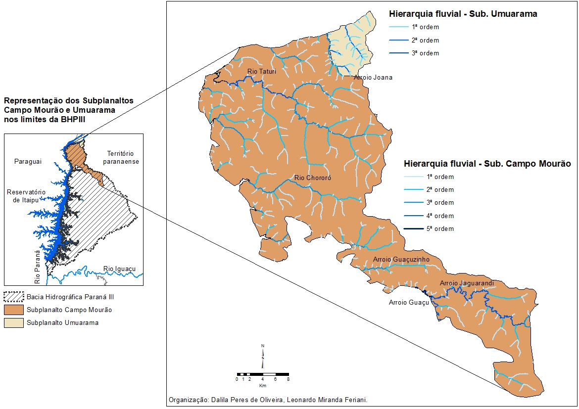 Hidrografia dos subplanaltos Campo Mourão e Umuarama.