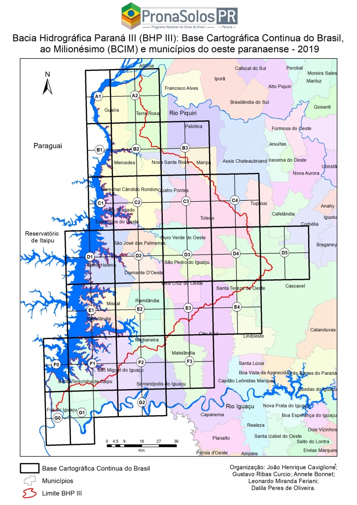 Mapa da Bacia Hidrográfica Paraná III e respectiva base cartográfica.