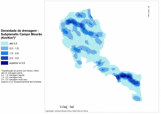 Figura 7 - Densidade de drenagem do subplanalto Campo Mourão.
