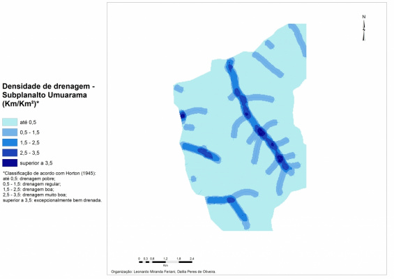 Figura 8 - Densidade de drenagem subplanalto Umuarama.
