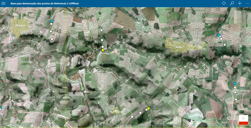 Figura 1 - Pontos de referência demarcados no aplicativo Colletor for ArcGis.