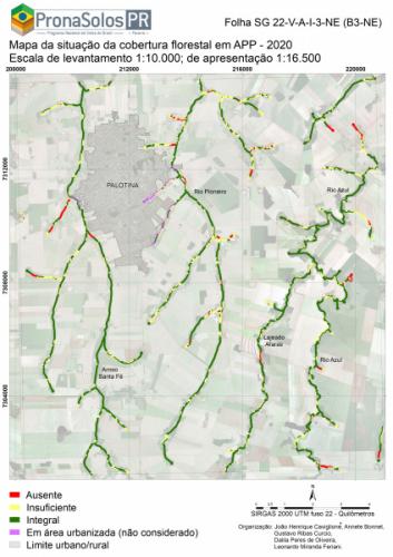 Figura 2 – Mapa de vegetação protetiva de rios e nascentes – Carta C3, folha NE, Subplanalto Cascavel – BHP III.