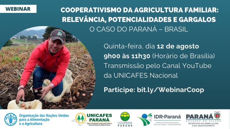 WEBINAR SOBRE COOPERATIVISMO DA AGRICULTURA FAMILIAR DISCUTE O CASO DO PARANÁ