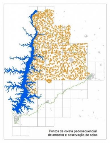 Figura 1 – Pontos de coleta de solos e de vegetação finalizados até a data de paralização das atividades na  Bacia Hidrográfica Paraná III.