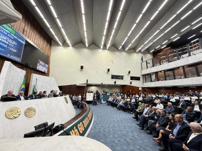 Em sessão solene, Marcio Nunes destaca papel da Faep na modernização do campo paranaense