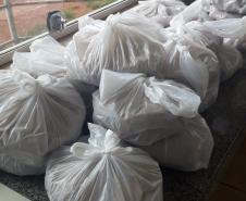 Servidores da Adapar doam alimentos a caminhoneiros