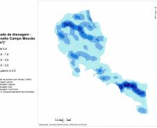 Densidade de drenagem do subplanalto Campo Mourão.