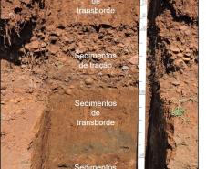 Sedimentos de tração e de transborde fluvial.