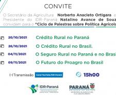 Seab e IDR-Paraná promovem ciclo de palestras sobre Política Agrícola