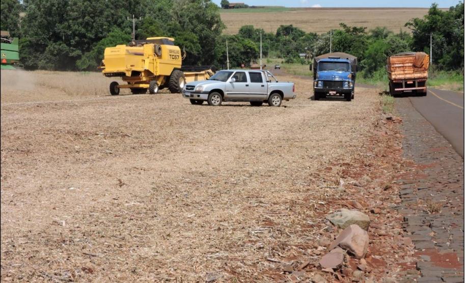 Trânsito desordenado em lavoura de soja sobre Latossolo Vermelho.