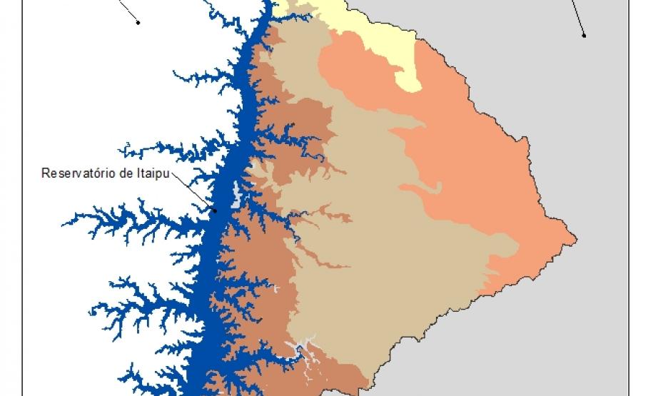Distribuição dos subplanaltos Cascavel, Campo Mourão, São Francisco, Foz do Iguaçu e Umuarama na BHP III.