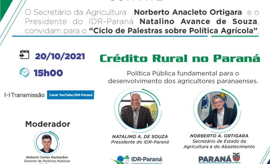 Seab e IDR-Paraná promovem ciclo de palestras sobre Política Agrícola