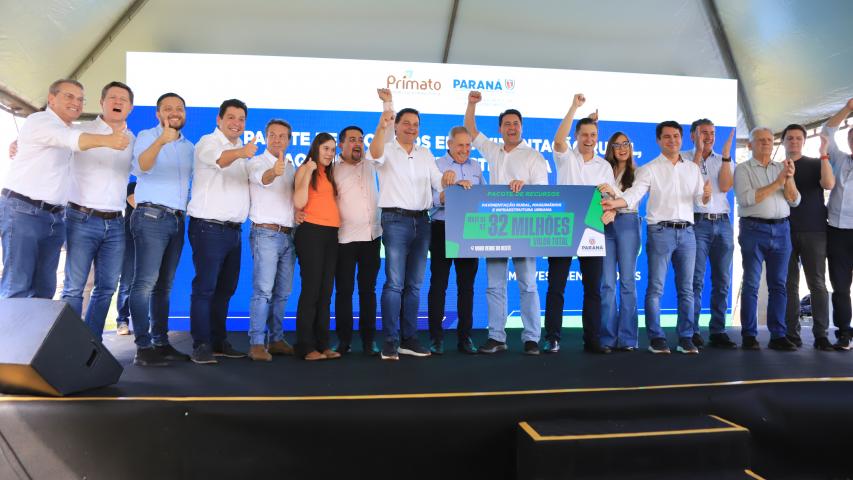 Ratinho Junior anuncia R$ 19,7 milhões para pavimentação rural em Ouro Verde do Oeste